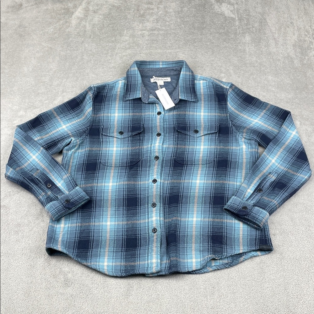 NEW Outerknown M/L Women's 100% Organic Cotton Blue Blanket Shirt